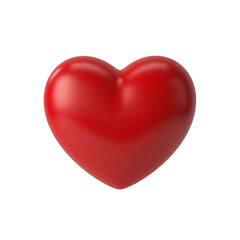 Fototapeta premium Smooth red 3D heart with matte finish isolated on transparent background for soft romantic concepts