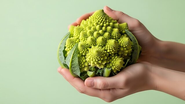 hand holding romanesco cauliflower