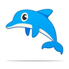 Obraz premium Cartoon dolphin drawing vector isolated illustration