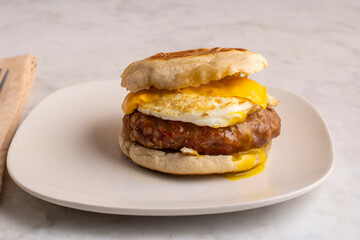 sausage egg and cheese breakfast sandwich