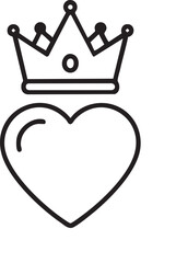 White Heart with Crown Icon on Transparent Background