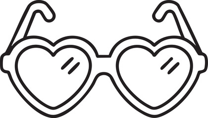 White heart shaped sunglasses on a white background