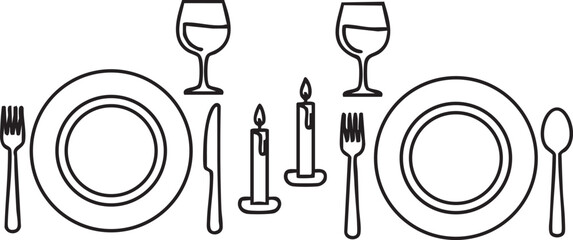 White Place Setting with Wine Glasses and Candles dinner