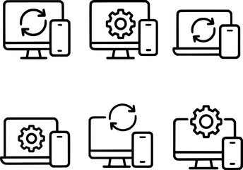 Multi Device Sync and Settings Line Icons