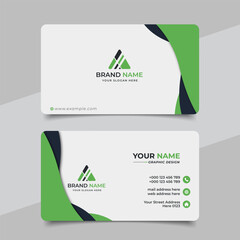 Green modern creative business card and name card horizontal simple clean template vector design