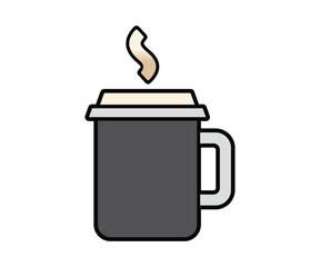 Steaming Coffee Mug Vector Logo for Cafe Breakfast and Hot Beverage Branding