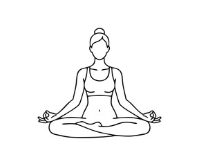 Woman in Lotus Pose Line Art Vector for Yoga Meditation and Mindfulness Branding