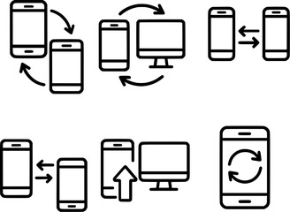 Cross device app sync and migration icon set