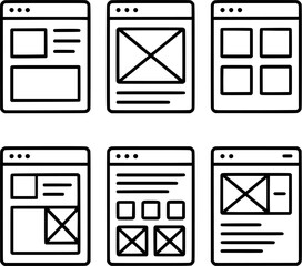 Online dashboard templates vector icon set