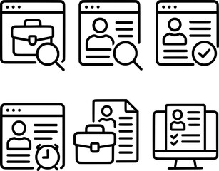 Online job board resume management icon set