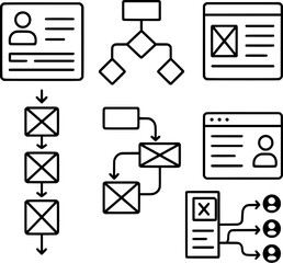 User experience mapping and wireflow design icons