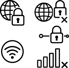 VPN connection status latency icons vector set