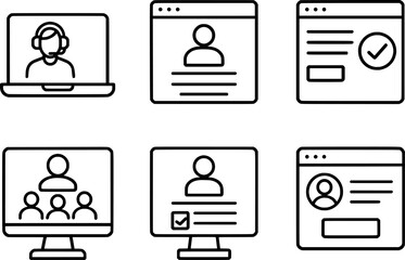 Webinar platform registration layout vector icon set
