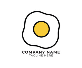 Minimalist Fried Egg Vector Logo for Breakfast Cafe and Culinary Branding