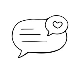 Love message speech bubble with heart line icon