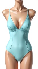 Pale blue swimsuit on a headless mannequin