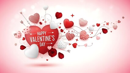 Happy Valentine's Day celebration with colorful heart decorations