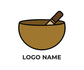 Tibetan Singing Bowl Vector Logo for Meditation Sound Healing and Wellness Design
