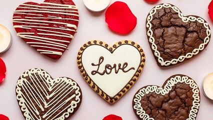 Delicious heart shaped cookies and brownies for Valentine's Day