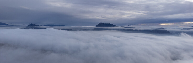 mountain summits over sea of clouds in the Basque Country