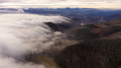 mountain summits over sea of clouds in the Basque Country