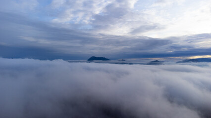 mountain summits over sea of clouds in the Basque Country