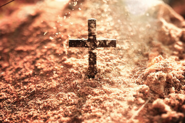 Christian cross abstract natural background. symbol of Holy Spirit. Holy Trinity Sunday, festive...