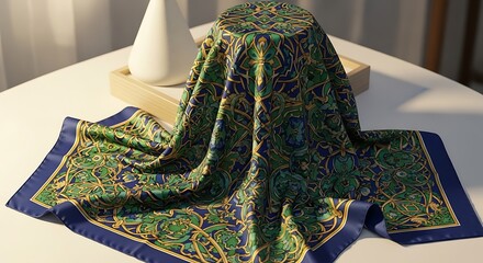 Elegant Silk Scarf with Floral Design.