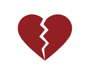 Broken Heart Icon for Sadness Relationship End and Emotional Heartbreak Concept