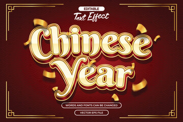 Chinese year editable text effect with gols texture and with chinese decoration