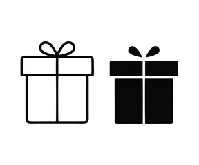 Gift Box Icons Set with Outline and Solid Styles for Rewards and Holiday Design