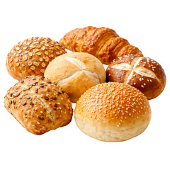 Assorted Fresh Bread Rolls and Croissant Collection