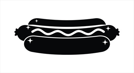 Classic American hot dog silhouette icon, representing popular fast food and snack culture