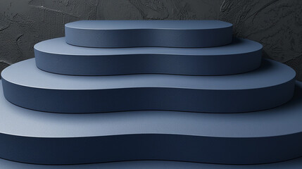 Abstract Dark Luxury Background with Three-Tiered Curved Platforms for Modern Design