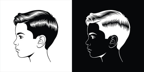 Boy's Profile Illustration in Black and White © Sunnn
