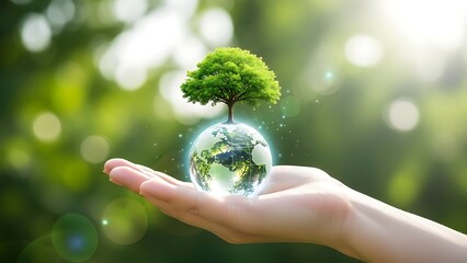 Protecting the planet a symbol of global environmental conservation and sustainable growth