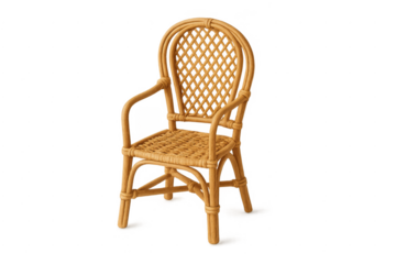 Rattan wicker chair with armrests, handwoven furniture