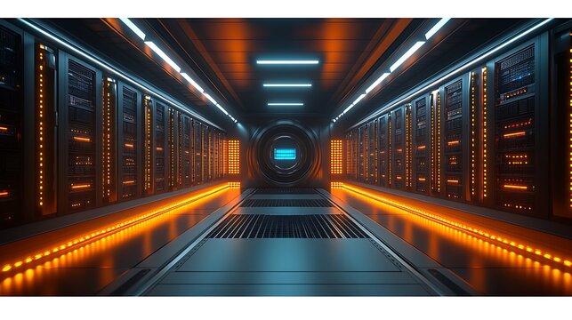 Futuristic server room. - Powered by Adobe
