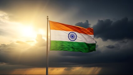Happy republic day india celebrations with indian flag waving high