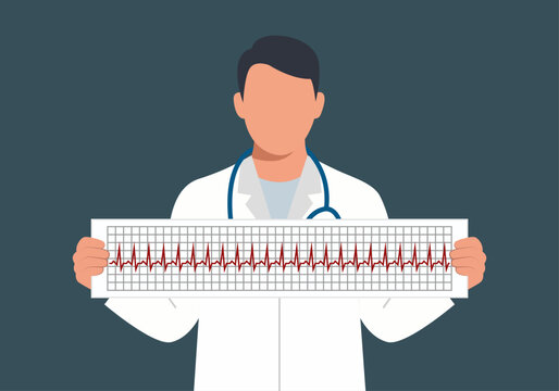 M&eacute;dico con bata blanca y estetoscopio sosteniendo un gr&aacute;fico de electrocardiograma para representar la salud cardiovascular y el diagn&oacute;stico card&iacute;aco