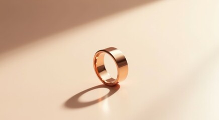 A close up of a ring on a table with a shadow