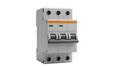 Circuit breaker electrical device isolated on transparent background