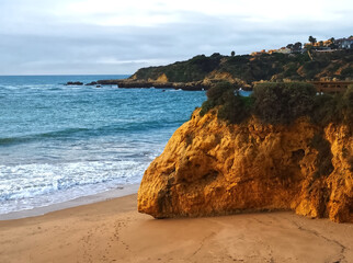 Beautiful Algarve beach Praia da oura in Albufeira in winter