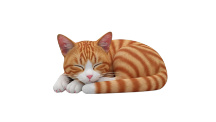 Ginger Tabby Cat Sleeping Curled Up