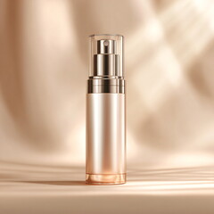 cosmetic product beauty minimal beige background soft light luxury style realistic photography