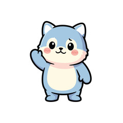 Fototapeta premium Cute light-blue cartoon cat