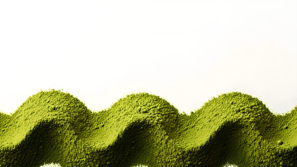 Matcha Powder Green Wavy Texture Isolated On White