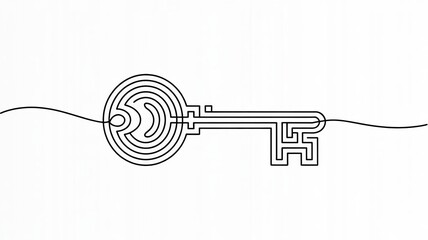 Abstract maze key symbolizing solution, opportunity, and discovery