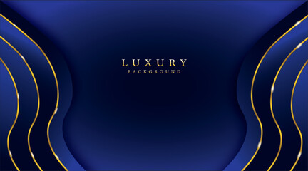 Golden line light effect blue luxury background.