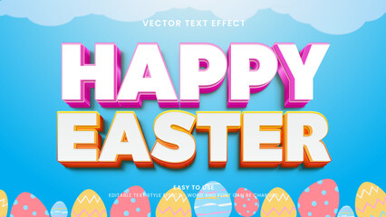 happy easter editable text effect 3d vector